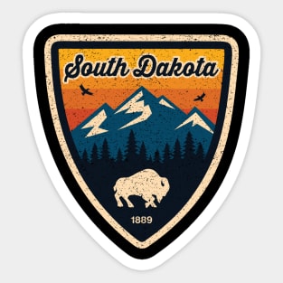 South Dakota 1889 Buffalo Wild Mountains Nature Sticker